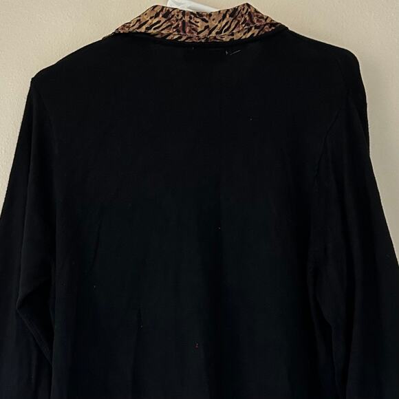 Vintage notations sweater with animal print collar cuffs winter fall Mobwife 1X - Picture 8 of 9